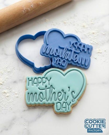 Happy Mother's Day Heart Cookie Cutter and Embosser Stamp Set