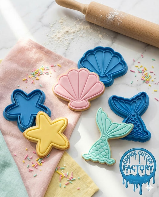 Mermaid Under the Sea Cookie Cutter and Embosser Set (Set of 3)