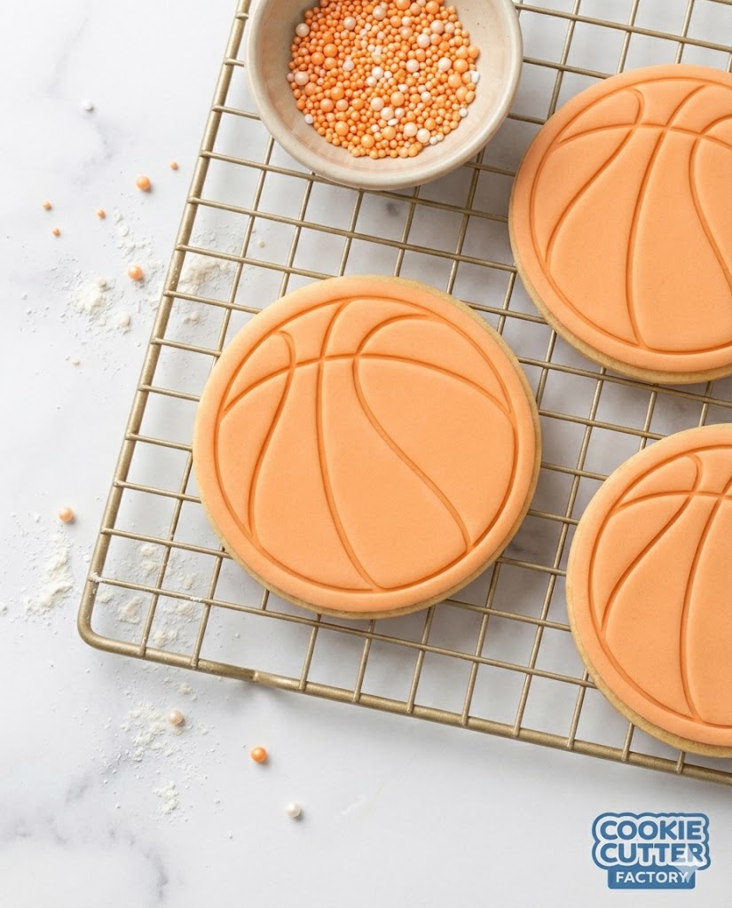 Basketball Cookie Cutter and Embosser Set – Sports Theme Party Baking Tool