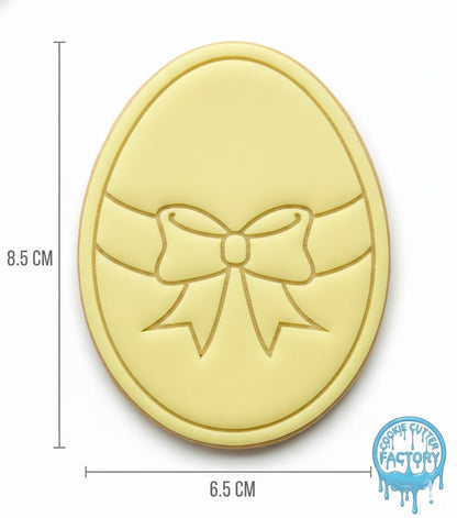Easter Egg with Bow Cookie Cutter and Embosser | Spring Holiday Baking Tool