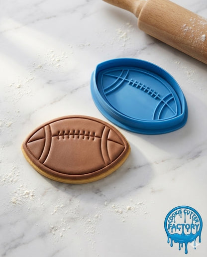Football Cookie Cutter and Embosser Stamp | Super Bowl Party, Sports Team Snack, Rugby Ball