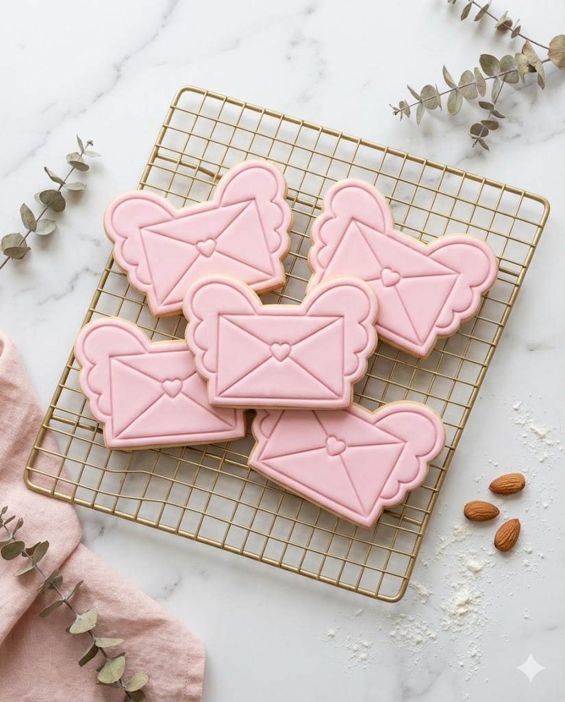 Flying Love Letter Cookie Cutter and Embosser Stamp | Cupid Envelope with Wings, Valentine's Mail, Cute Heart