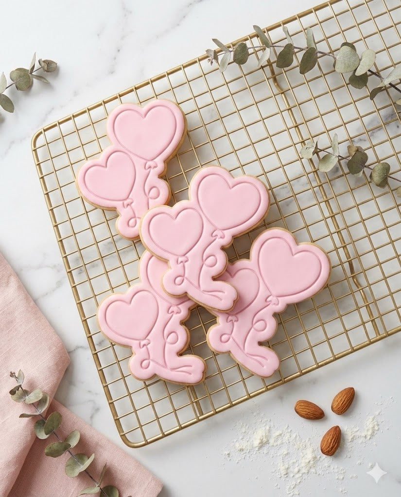 Double Heart Balloons Cookie Cutter and Embosser Stamp | Floating Love Hearts, Valentine's Day, Birthday Party