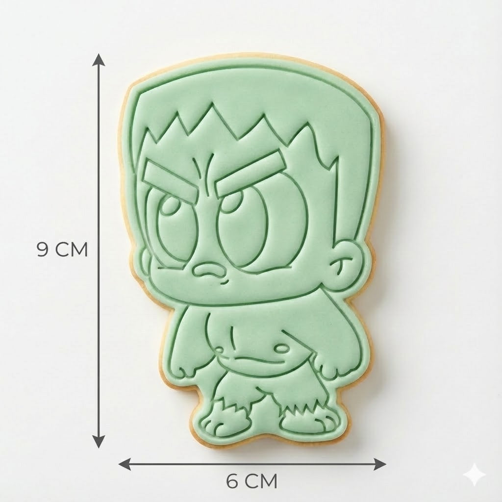 Cute Hulk Cookie Cutter and Embosser Stamp | Superhero, Avengers Party, Green Monster Treat
