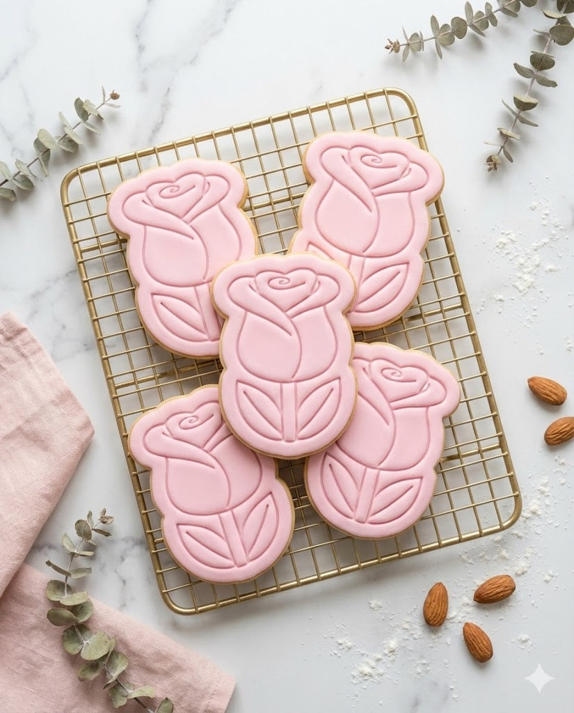 Elegant Rose Flower Cookie Cutter and Embosser Stamp | Romantic Valentine's Bloom, Spring Garden, Wedding