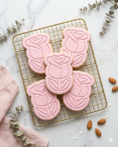 Elegant Rose Flower Cookie Cutter and Embosser Stamp | Romantic Valentine's Bloom, Spring Garden, Wedding