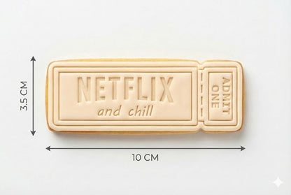 Netflix and Chill Ticket Cookie Cutter and Embosser Stamp | Movie Night, Valentine's Date, Funny Quote