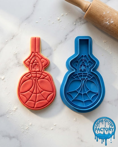 Cute Spiderman Hanging Cookie Cutter and Embosser Stamp | Superhero, Upside Down Web, Heart Hands