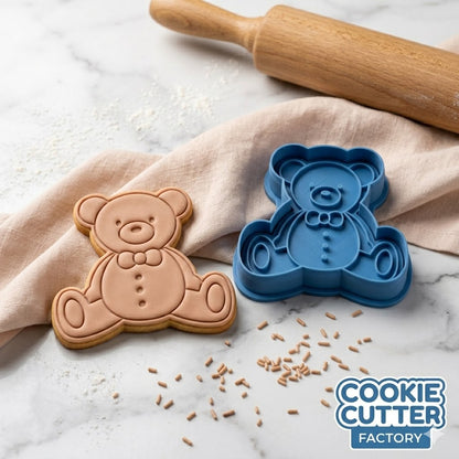 Sitting Teddy Bear with Bow Tie Cookie Cutter and Embosser Stamp | Baby Shower, Cute Toy, Nursery
