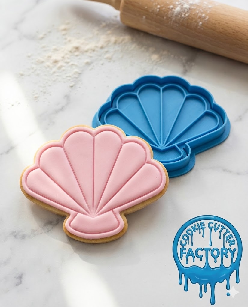 Cute Seashell Cookie Cutter and Embosser Stamp | Mermaid Party, Under the Sea