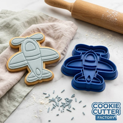 Cute Biplane Airplane Cookie Cutter and Embosser Set | Pilot, Travel, Adventure, Baby Shower