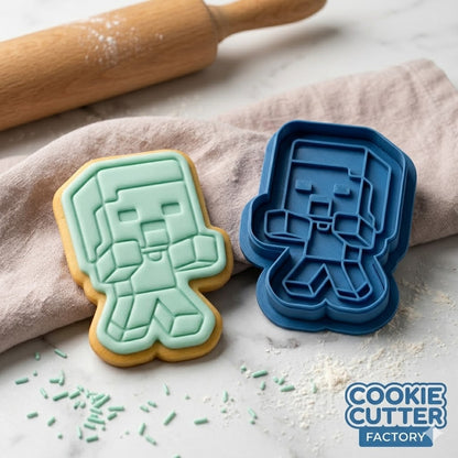 Minecraft Zombie Enemy Cookie Cutter and Embosser Stamp Set | Blocky Gamer, Monster