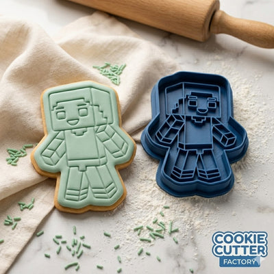 Minecraft Steve Player Character Cookie Cutter and Embosser Set | Blocky Gamer, Pixel