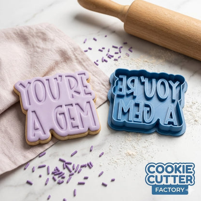 You're A Gem Cookie Cutter and Embosser Stamp | Thank You Gift, Friendship, Punny Compliment