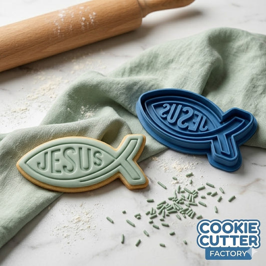 Ichthus Jesus Fish Cookie Cutter and Embosser Set | Christian, Religious, Faith