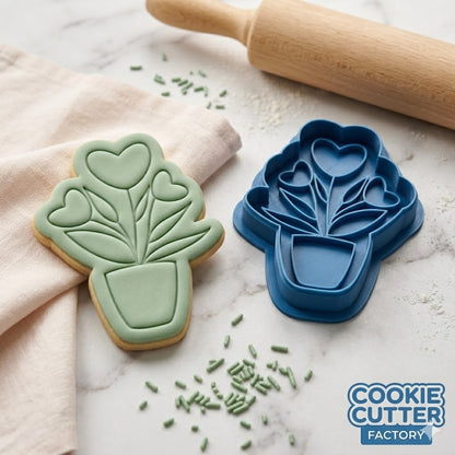 Heart Flower Pot Cookie Cutter and Embosser Stamp | Love Grows Here, Valentine's Day, Gardening Theme