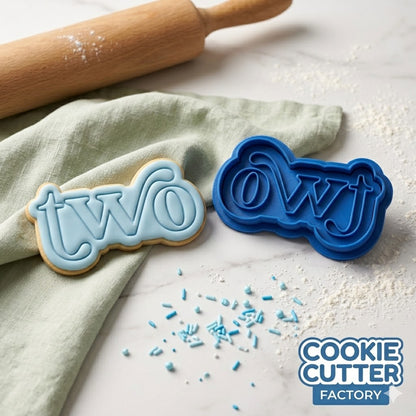 Second Birthday "two" Plaque Cookie Cutter and Embosser Set | Milestone, Number Two