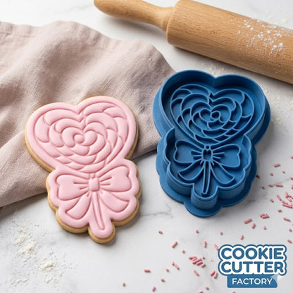 Swirly Heart Lollipop Cookie Cutter and Embosser Stamp | Valentine's Candy, Swirl Sucker, Sweet Treat