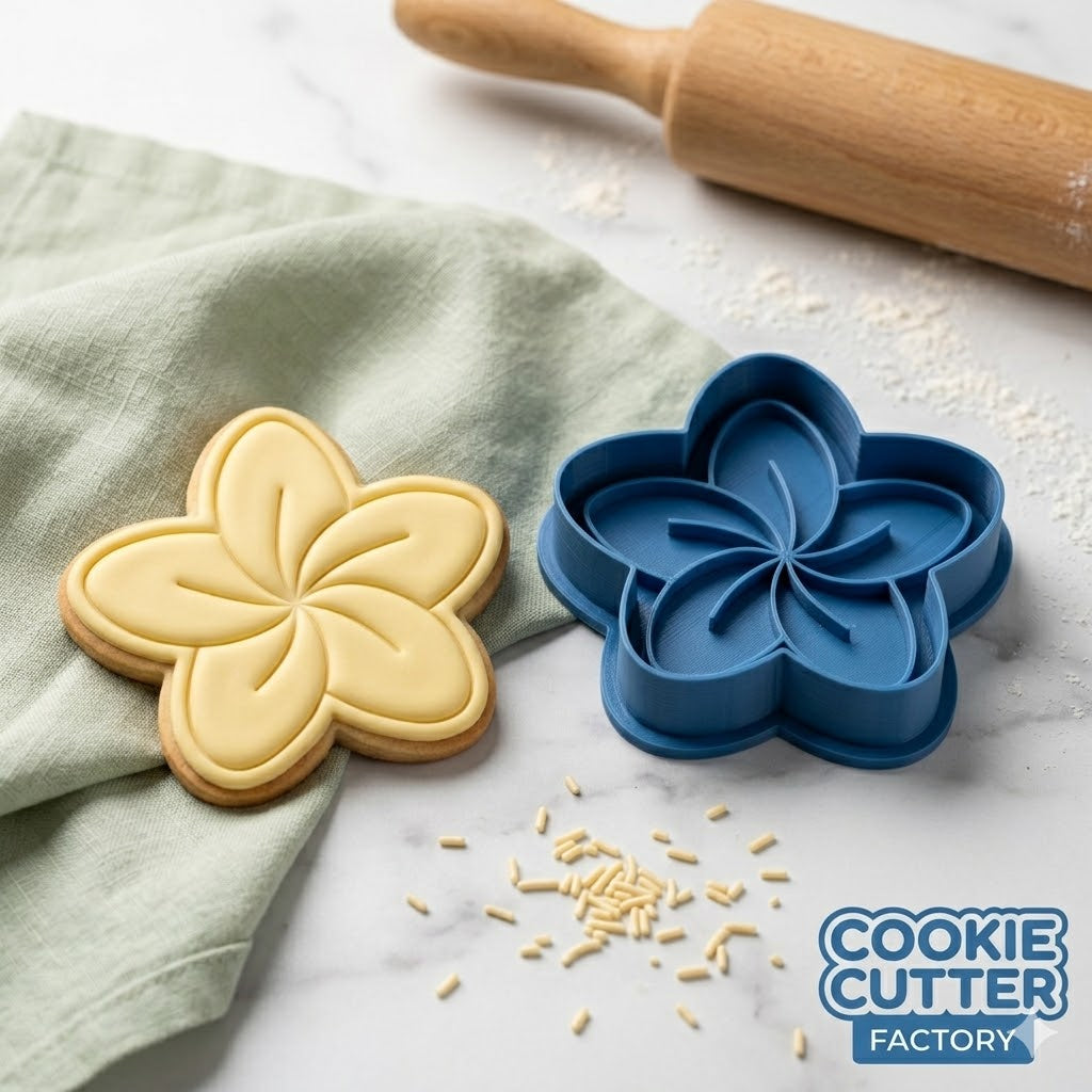 Frangipani Flower Cookie Cutter and Embosser Stamp Set | Plumeria, Tropical, Summer, Hawaiian