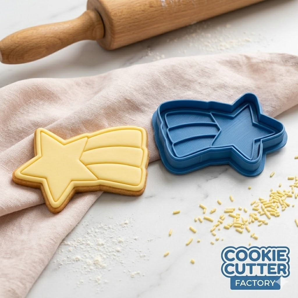Shooting Star Cookie Cutter and Embosser Stamp Set | Comet, Twinkle, Space Birthday