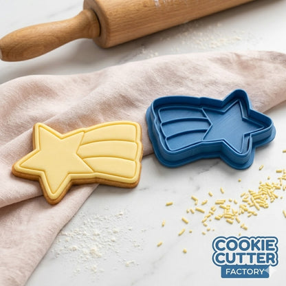 Shooting Star Cookie Cutter and Embosser Stamp Set | Comet, Twinkle, Space Birthday