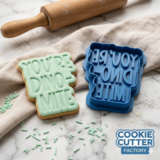 You're Dino-Mite Cookie Cutter and Embosser Stamp | Dinosaur Pun, Kids Birthday, Funny Valentine
