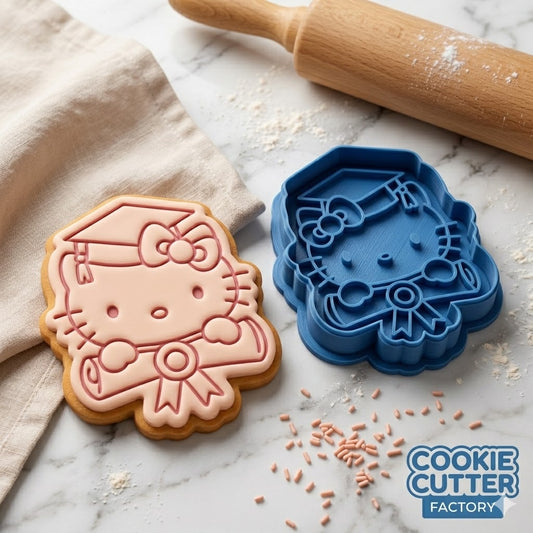 Hello Kitty Graduation Cookie Cutter and Embosser Stamp Set | Sanrio, Grad Cap, Cute