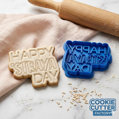 Happy 'Straya Day Plaque Cookie Cutter and Embosser Stamp | Aussie Slang, Australia Day