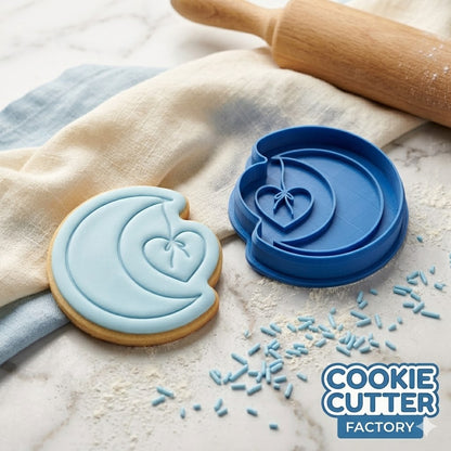 Crescent Moon with Hanging Heart Cookie Cutter and Embosser Stamp | Love You To The Moon, Baby Shower, Nursery Theme
