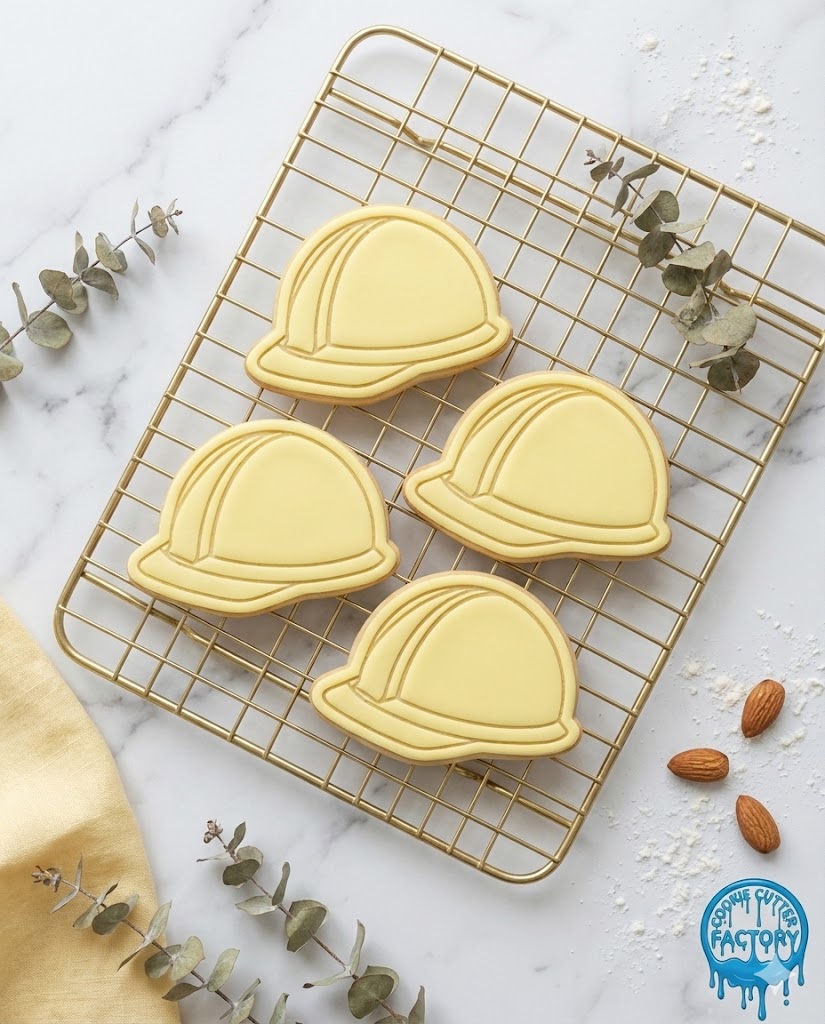 Construction Hard Hat Cookie Cutter and Embosser Stamp | Builder Safety Gear, Worker Helmet