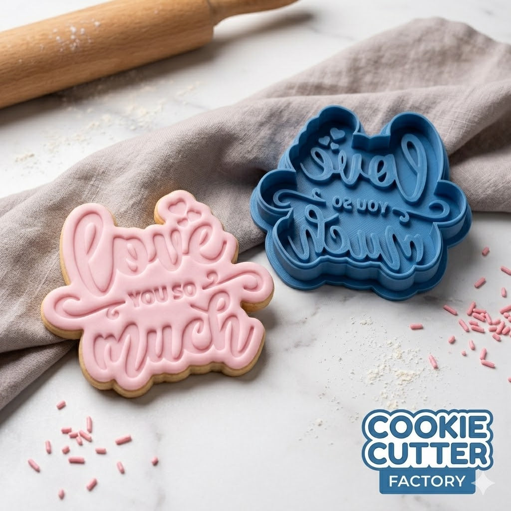 Love You So Much Cookie Cutter and Embosser Stamp | Romantic Quote, Valentine's Day, Wedding Favour