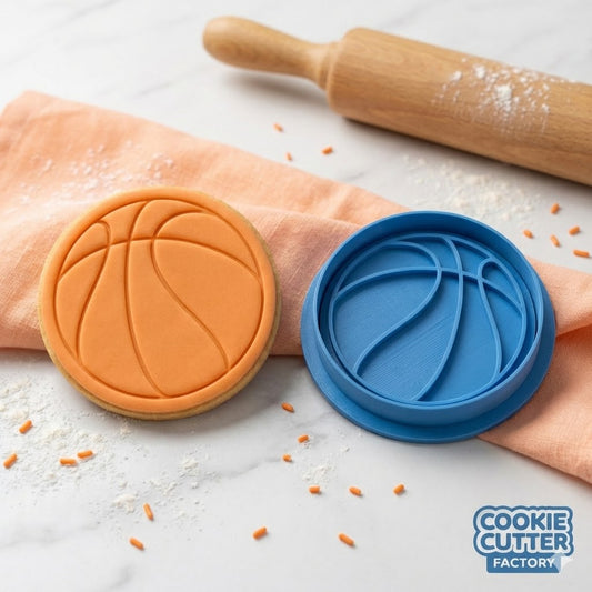 Basketball Cookie Cutter and Embosser Set – Sports Theme Party Baking Tool