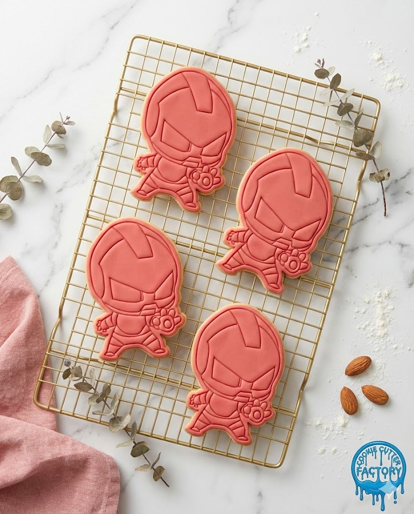 Cute Iron Man Cookie Cutter and Embosser Stamp | Superhero, Avengers Party, Robot Suit Treat