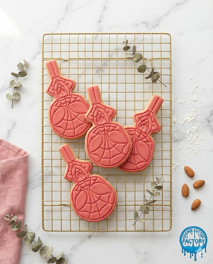 Cute Spiderman Hanging Cookie Cutter and Embosser Stamp | Superhero, Upside Down Web, Heart Hands