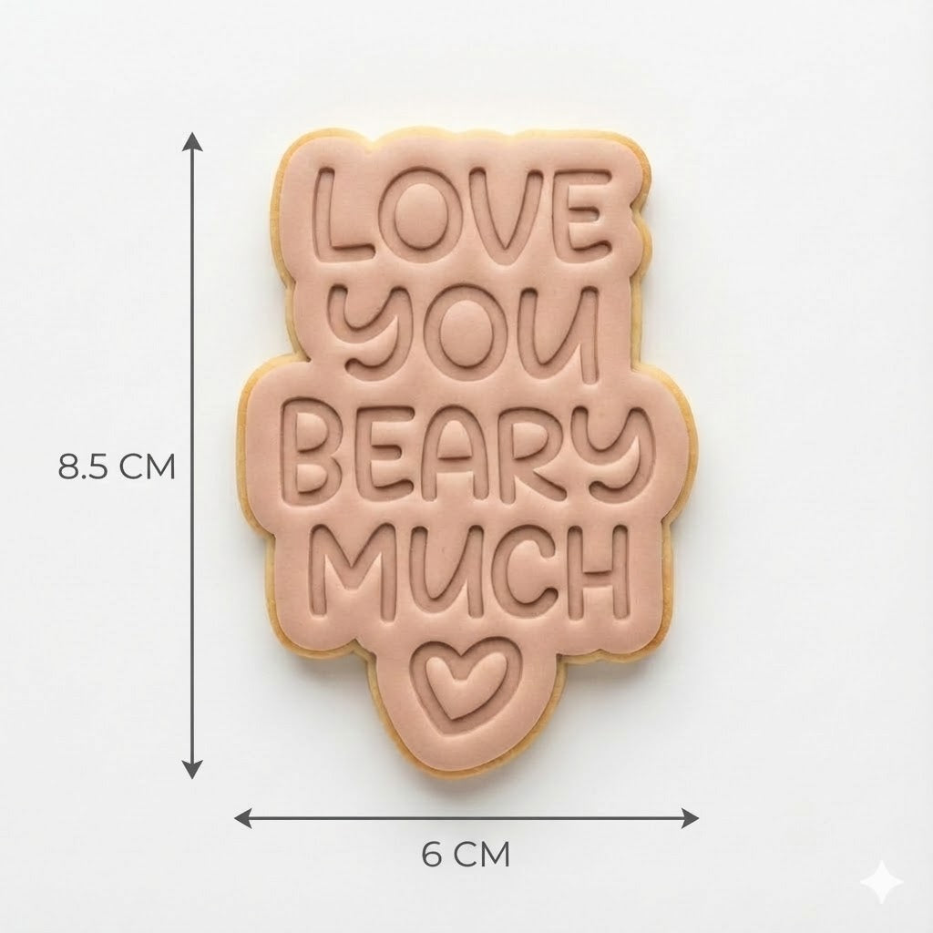 Love You Beary Much Cookie Cutter and Embosser Stamp | Cute Valentine's Pun, Bear Quote, Love Text