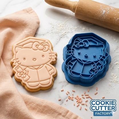 Hello Kitty Graduation Gown Cookie Cutter and Embosser Stamp Set | Sanrio, Grad Cap