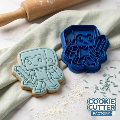 Minecraft Player Character with Sword Cookie Cutter and Embosser Set | Gamer, Adventure