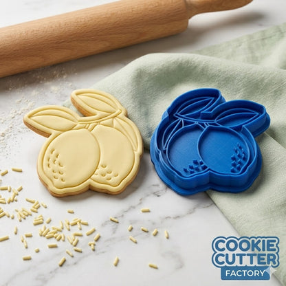 Lemon Branch Cookie Cutter and Embosser Stamp Set | Citrus Duo, Mediterranean Summer, Positano Style