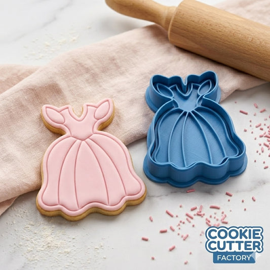 Princess Dress Ballgown Cookie Cutter and Embosser Stamp | Fairy Tale, Cinderella Costume, Fashion