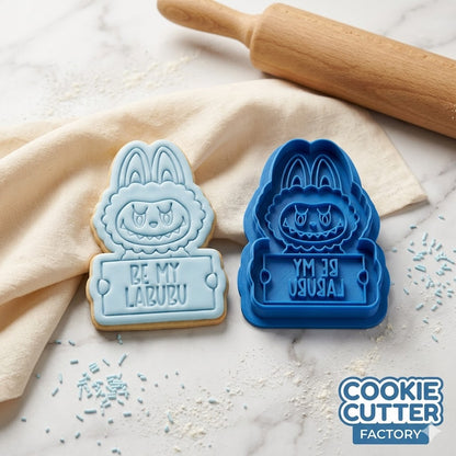 Labubu Holding Sign Cookie Cutter and Embosser Stamp | The Monsters, Art Toy, Valentine's Day
