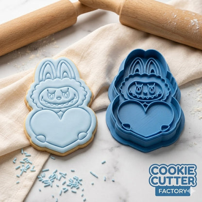 Labubu Holding Heart Cookie Cutter and Embosser Stamp , The Monsters, Art Toy, Valentine's Day