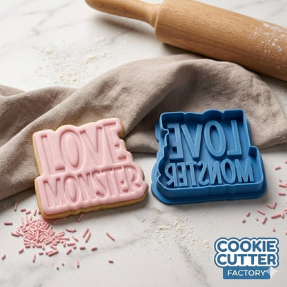 Love Monster Text Plaque Cookie Cutter and Embosser Stamp | Funny Valentine, Kids Theme, Cute Phrase