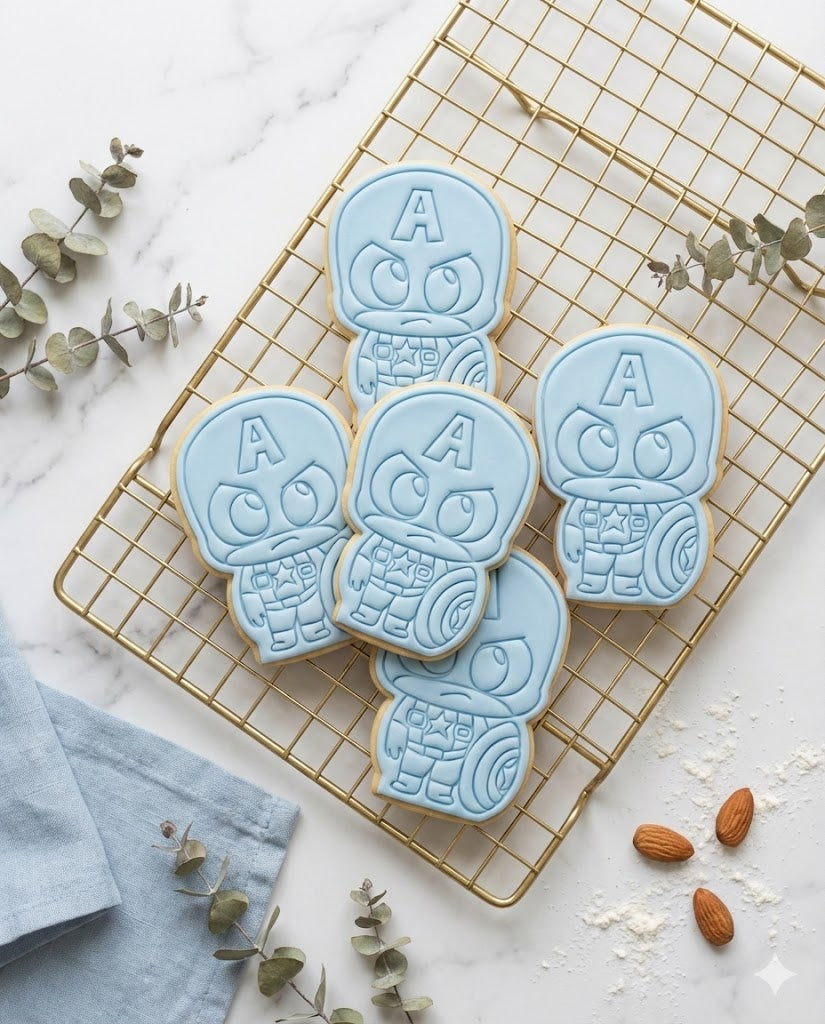 Cute Captain America Cookie Cutter and Embosser Stamp | Superhero, Avengers Party, Kids Birthday Treat
