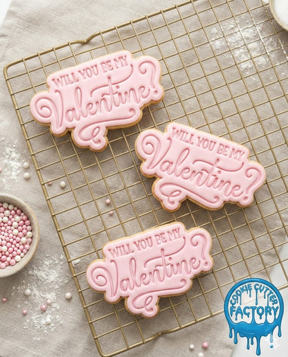 Will You Be My Valentine Cookie Cutter and Embosser Set - Valentine's Day Baking