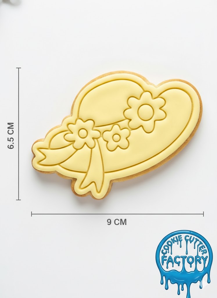 Floral Sun Hat Cookie Cutter and Embosser Set - Summer Garden Party Decor