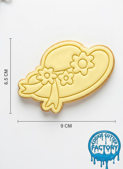 Floral Sun Hat Cookie Cutter and Embosser Set - Summer Garden Party Decor