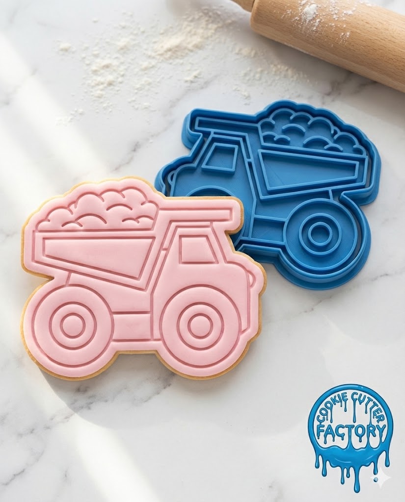 Dump Truck Cookie Cutter and Embosser Stamp | Construction Vehicle, Builder Party