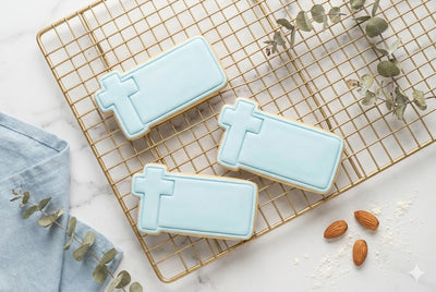 Cross with Name Plaque Cookie Cutter and Embosser Stamp | Personalised Baptism, Communion, Easter Treat