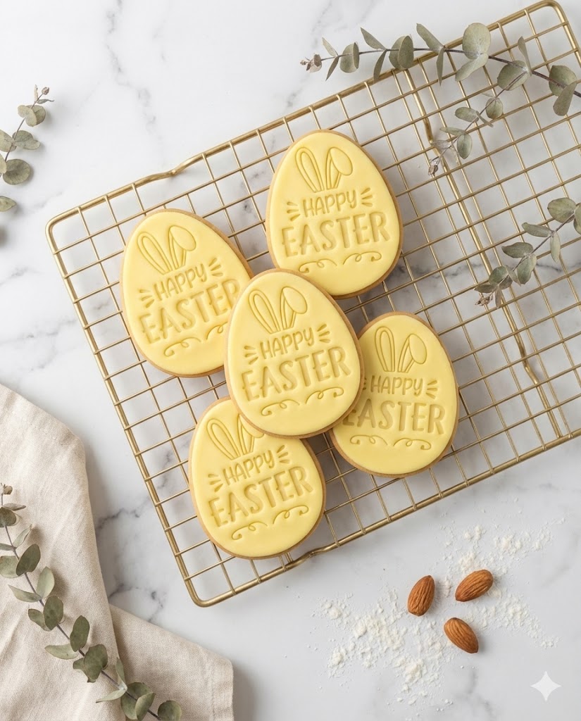 Happy Easter Egg with Bunny Ears Cookie Cutter and Embosser Stamp | Spring Holiday, Cute Rabbit Details