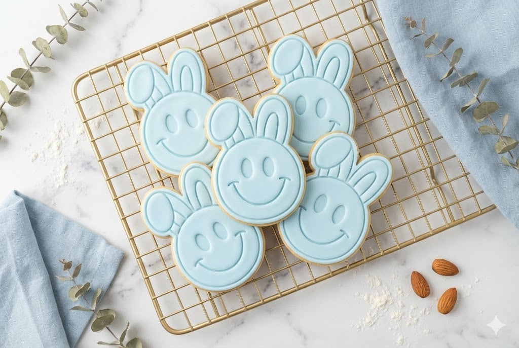 Smiley Bunny Face Cookie Cutter and Embosser Stamp | Happy Easter Rabbit, Emoji Face, Cute Kids Treat